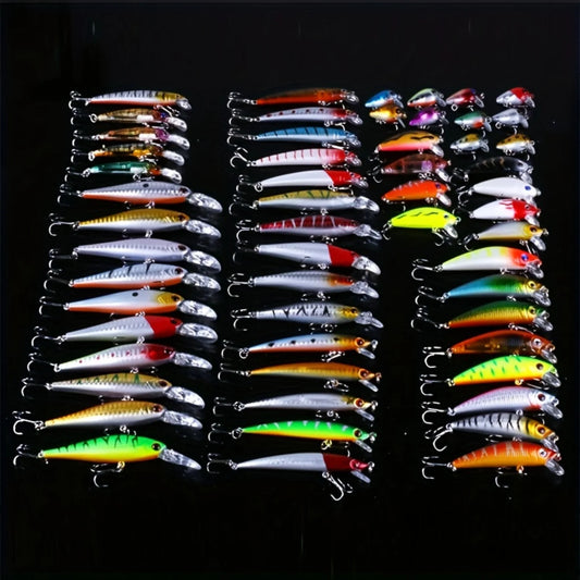 56pcs Premium Minnow Fishing Lures Kit - Hard Bait Crank Baits