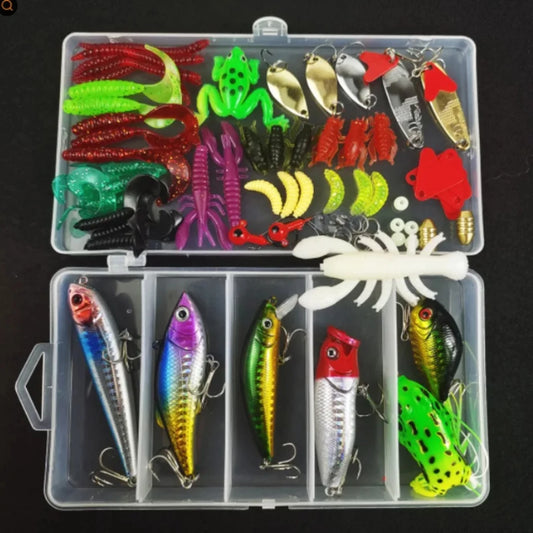Big Mixed Fishing Lure Set Soft and Hard Bait Kit Minnow Metal Jig Spoon Tackle Accessories with Box  Bass Crank Tools