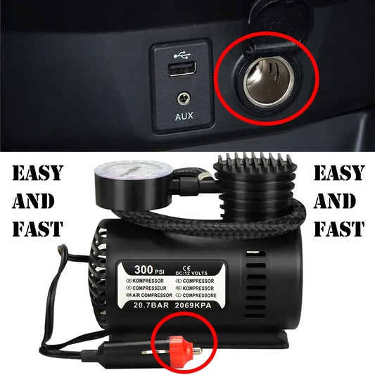 Portable Air Compressor 12V 300PSI Electric Car Air Pump Tire Inflator for Car Motorcycle Bicycle
